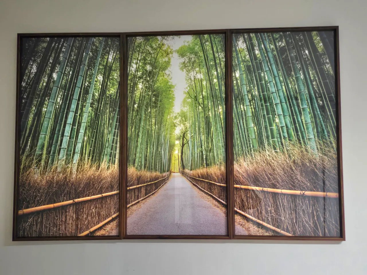 Quadro em 3 partes com paisagem de bambu