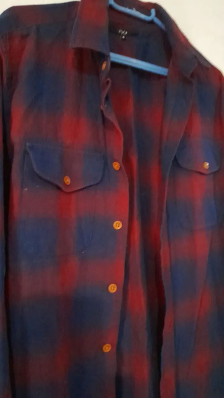 Camisa xadrez vermelha e azul - Foto 3