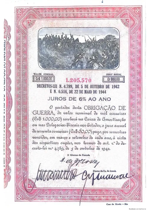 Título de guerra 1000 cruzeiros 1942