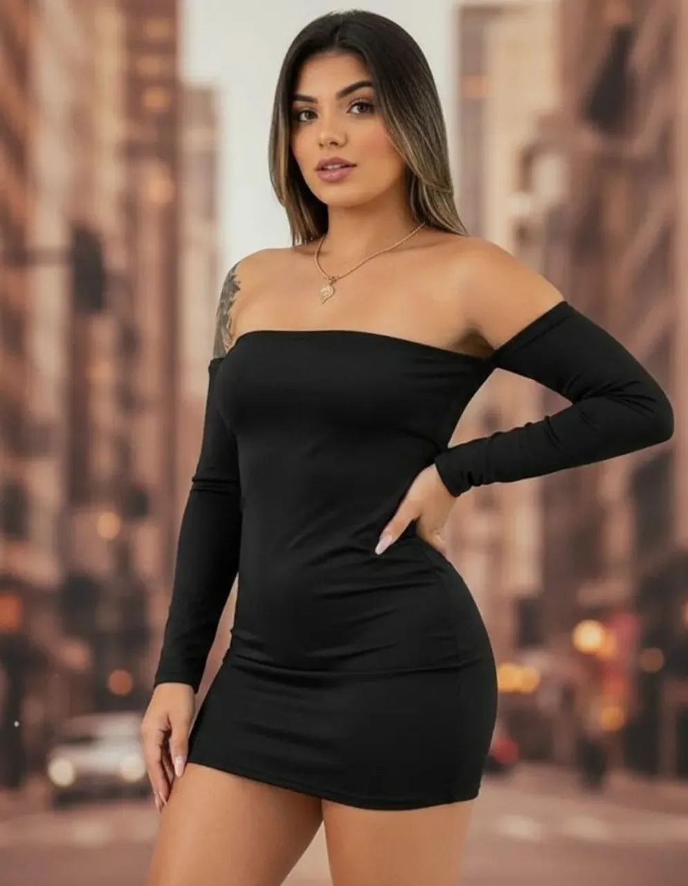 VESTIDO CIGANINHA TOMARA QUE CAIA MANGA LONGA TUBINHO CURTINHO CURTO E COLADO - Foto 4