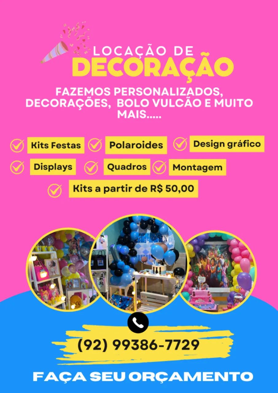 KIT DECORAÇÃO FESTAS E PERSONALIZADOS