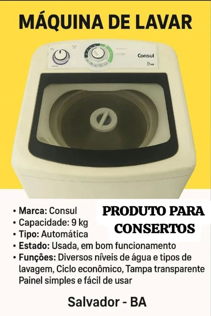 Máquina de Lavar Roupas Consul 9 kg - Usada