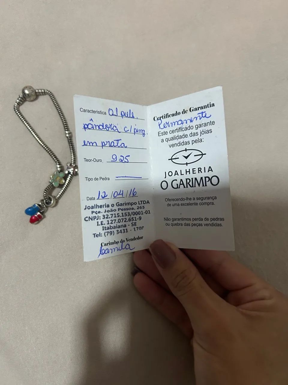 PANDORA ORIGINAL ACEITO CARTÃO 