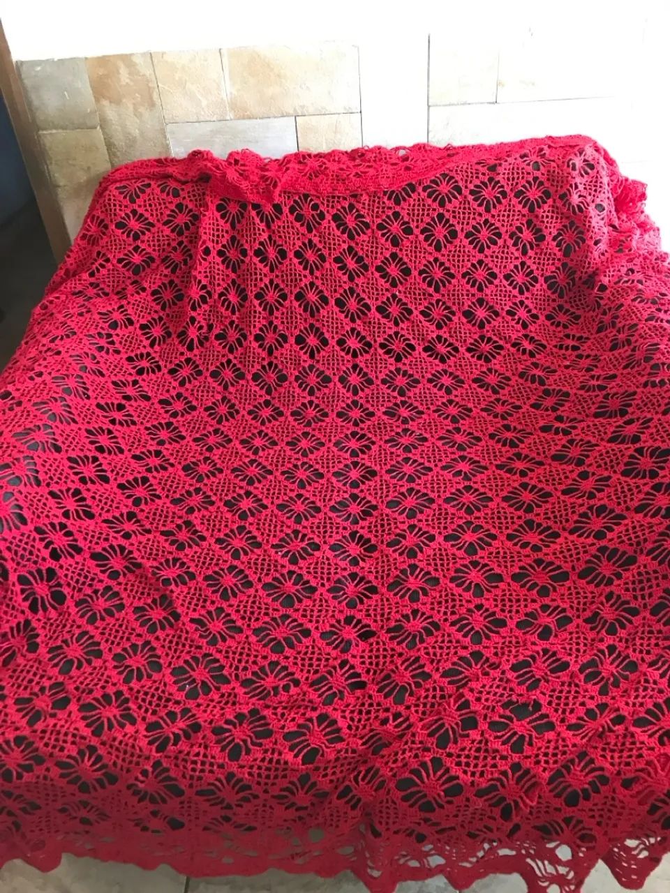 Colcha de casal crochê vermelho - Foto 5