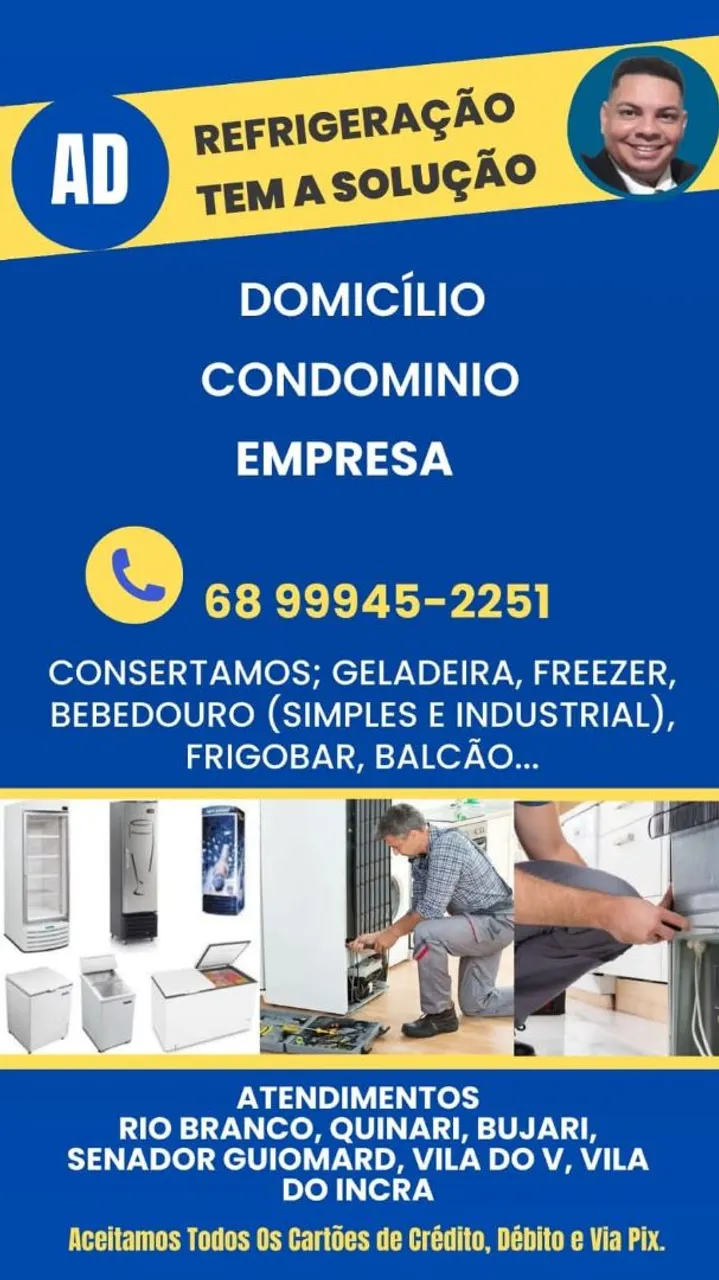 CONSERTO DE GELADEIRA, NA SUA CASA, CONDOMÍNIO, APARTAMENTO OU EMPRESA !!!!!!!!!!!!!!!