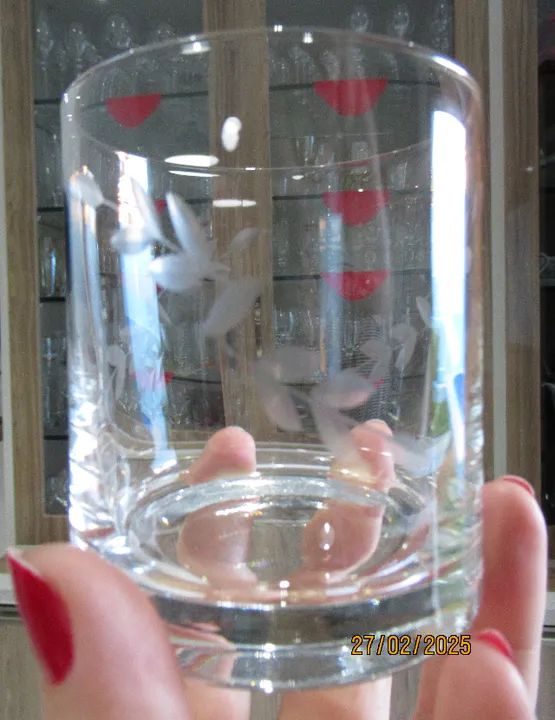 Copos de cristal lapidado com trigo para whisky 