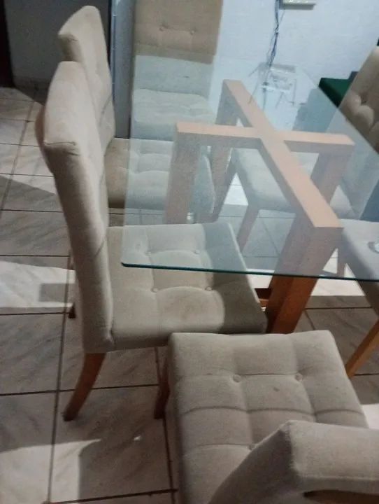 Mesa de vidro C/06 cadeiras - Foto 4