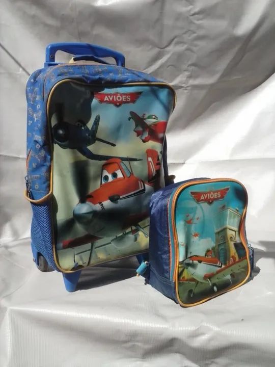 Mochila De Rodinhas Do Filme Aviões + Lancheira Térmica - Foto 3