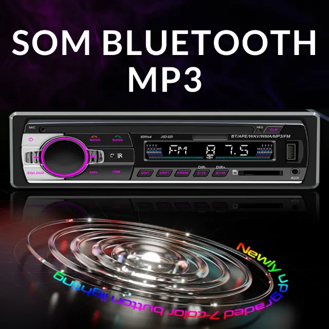 Som para Carro Bluetooth 1 din Pen Drive SD Card