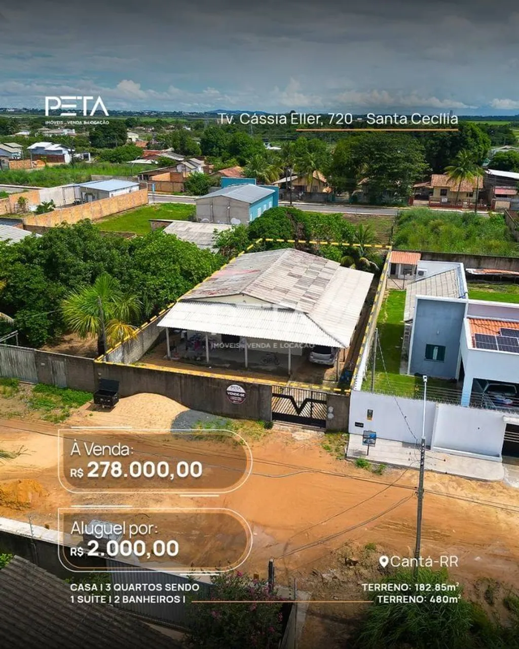 Casa com 3 quartos, Santa Cecília - Cantá