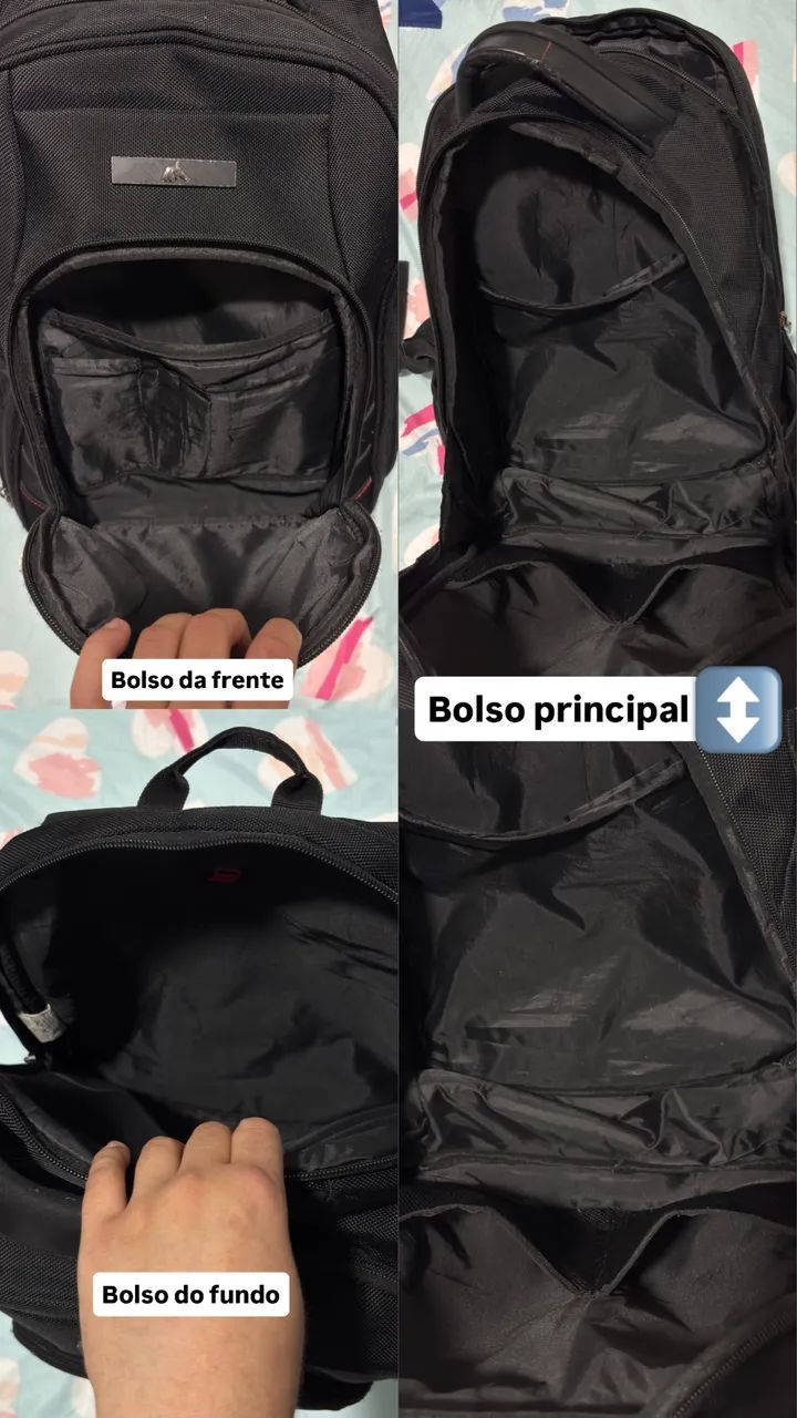 Mochila Executiva Reforçada Preta com Compartimento para Notebook e Vários Bolsos - Foto 5