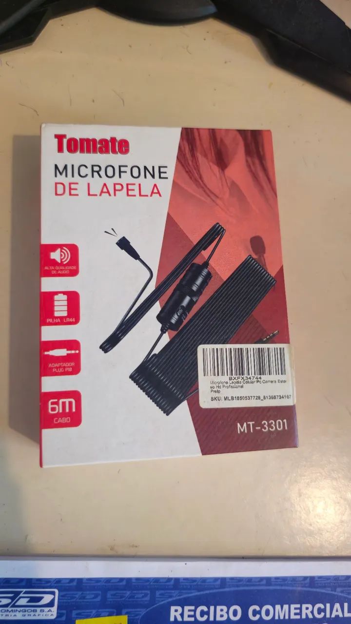 Microfone lapela tomate com fio 