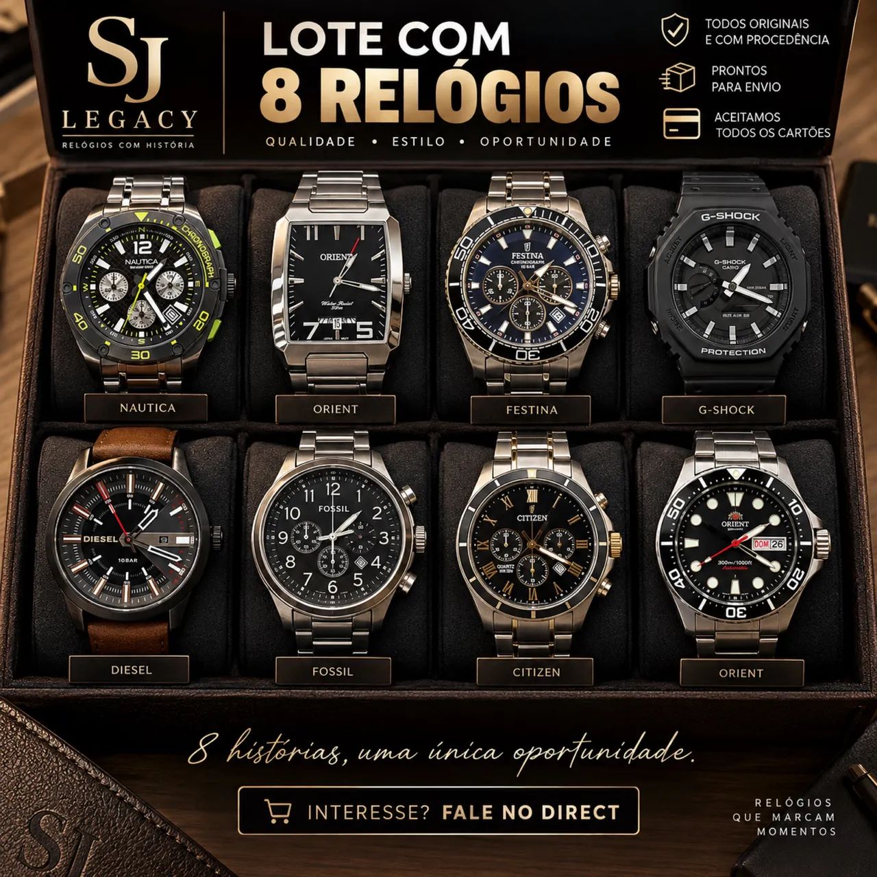 Lote de relógios com 8 peças 