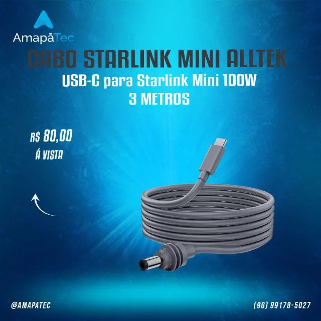 Cabo Alltek USB-C para Starlink Mini 100W 3m