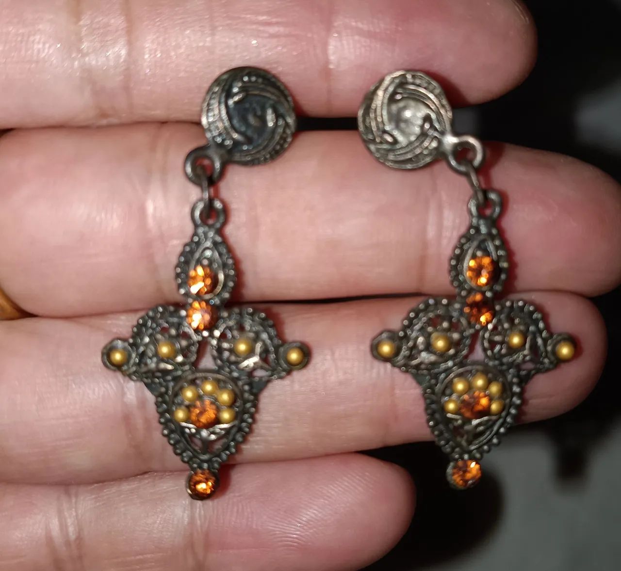 Brincos de Pedras Amarelas Dourado  - Foto 4
