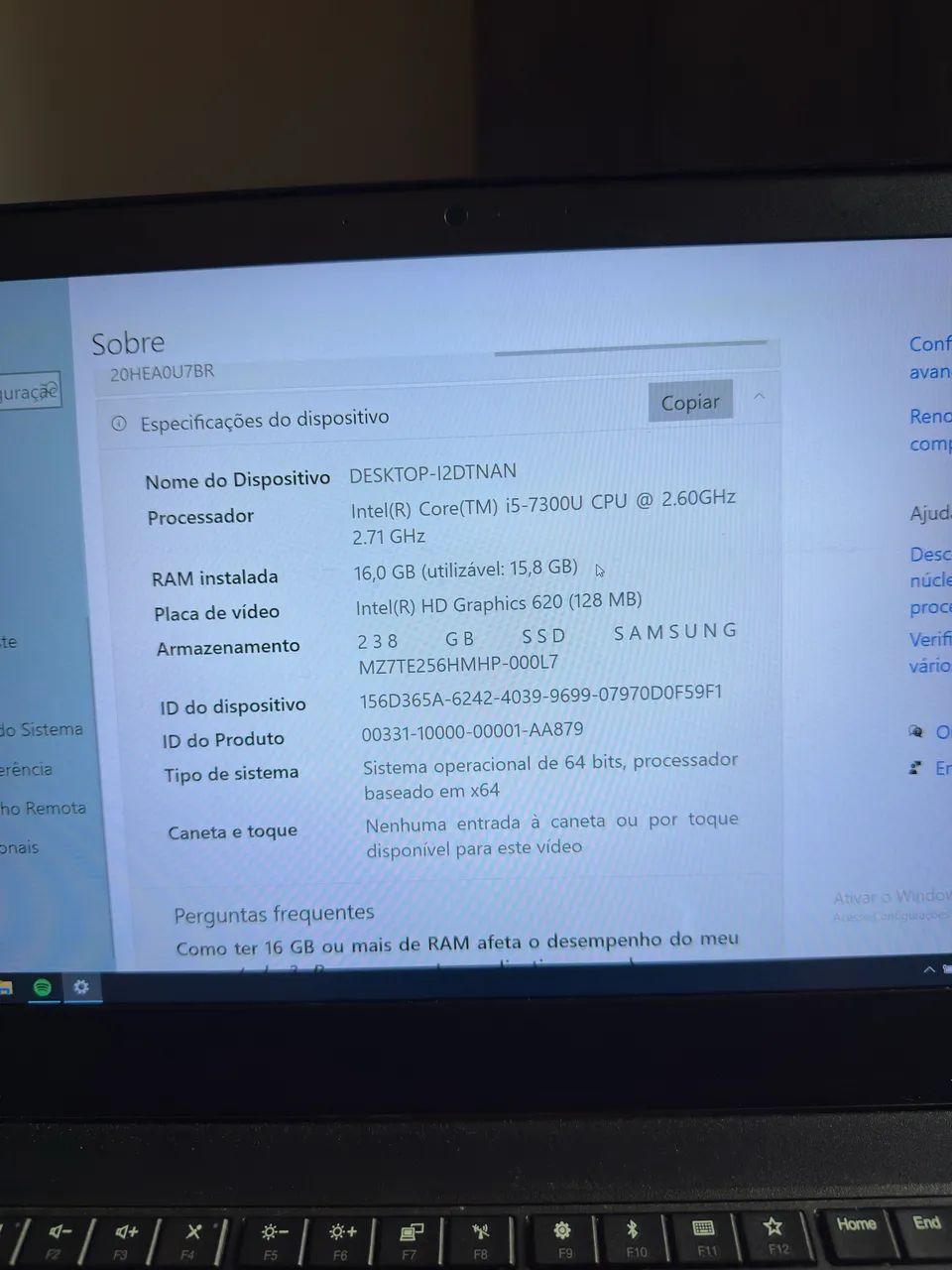 Notebook Lenovo ThinkPad T470 i5 7ª geração 16GB SSD - Foto 2