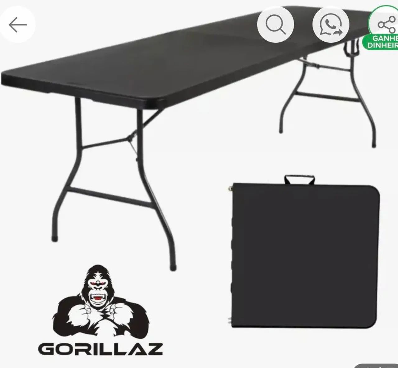 Mesa dobrável   preta