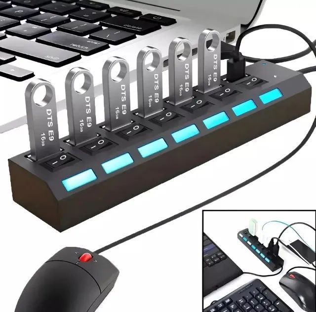 Hub Usb 7 Portas Chaveado Tomate - Foto 4