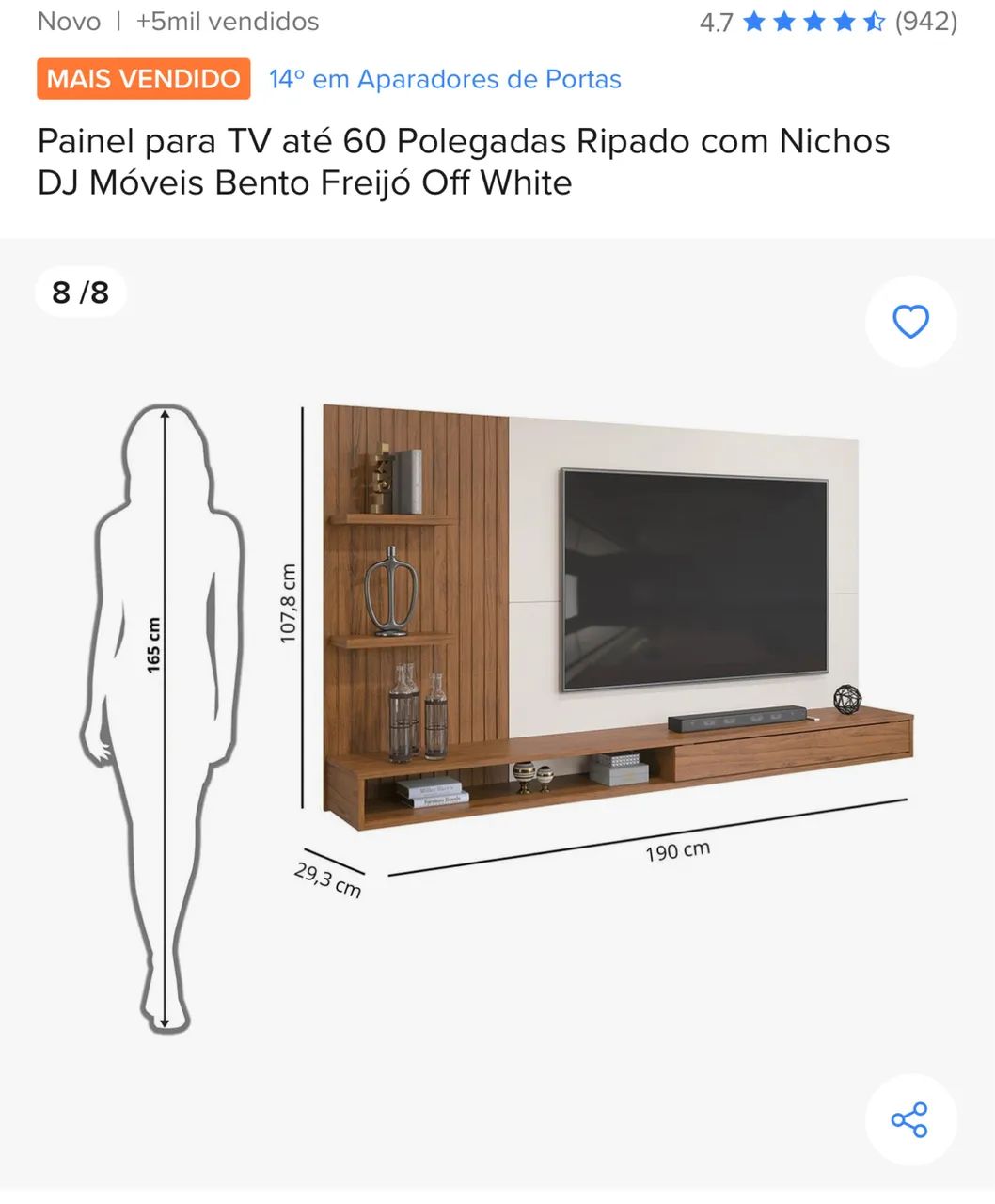 Painel Para Tv Até 60 Polegadas Ripado