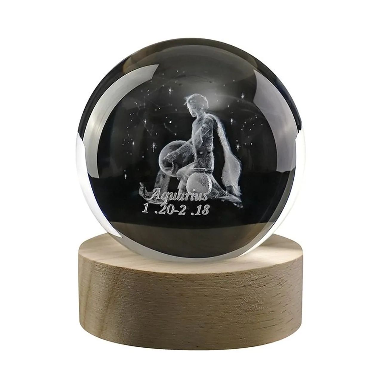 Bola de Cristal 3D com Base LED Giratória - Decoração Premium