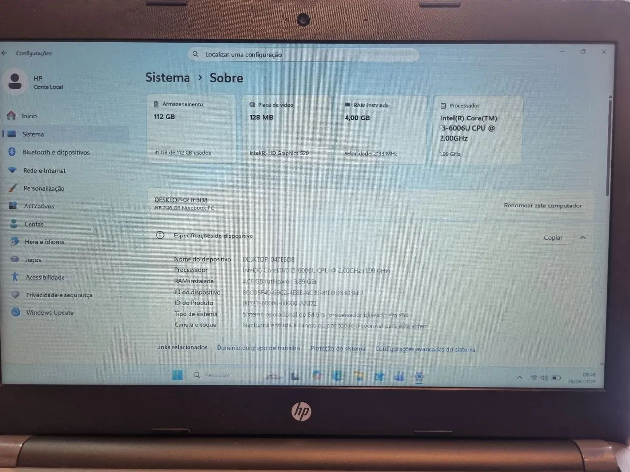 Notebook HP Modelo 246 G6 - Foto 2