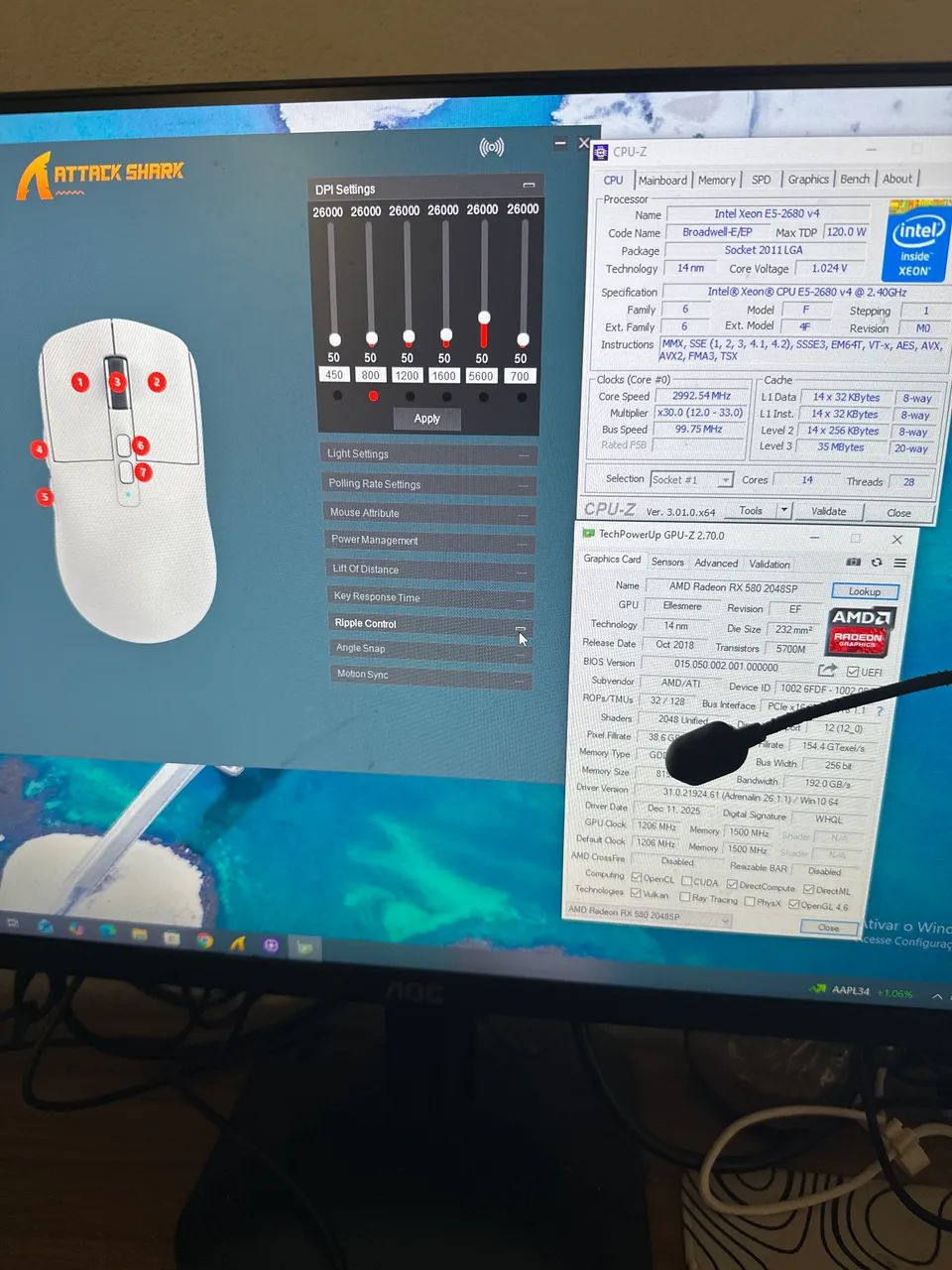 PC GAMER COMPLETO XEON + RX 580 Monitor AOC 100hz 24 polegadas + teclado mecânico e mouse - Foto 5