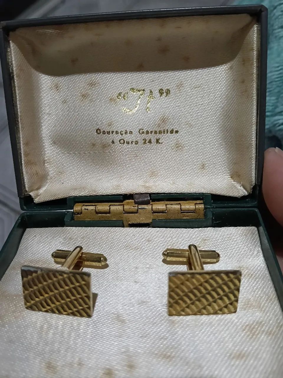 Antigo Par de Abotoaduras "It" ? Banhado a Ouro 24K (Com Estojo)