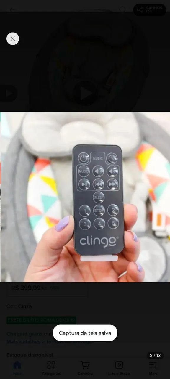 Cadeira Balanço Bebê Elétrica Clingo Automática Músicas - Foto 5