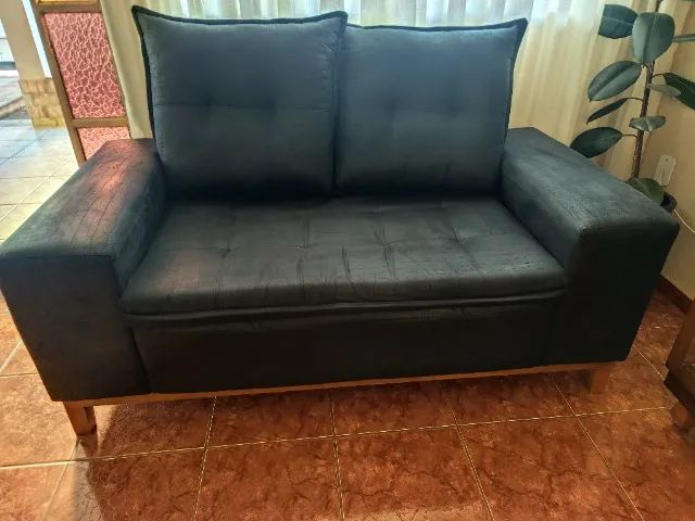 Conjunto de sofá 3 e 2 lugares em tecido nobuck  - Foto 4
