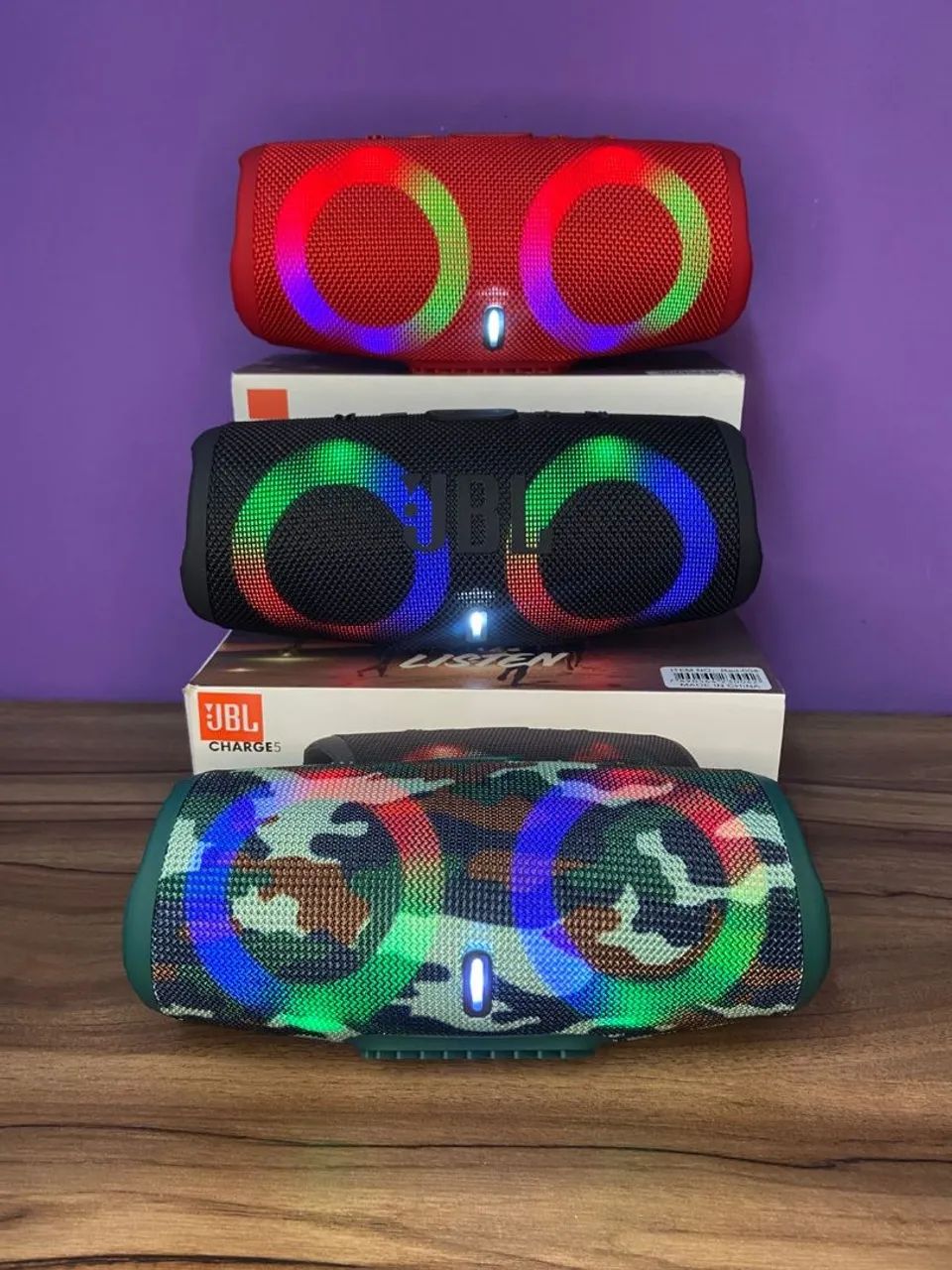 Caixa de Som Bluetooth Charge 5 Led RGB - Foto 2