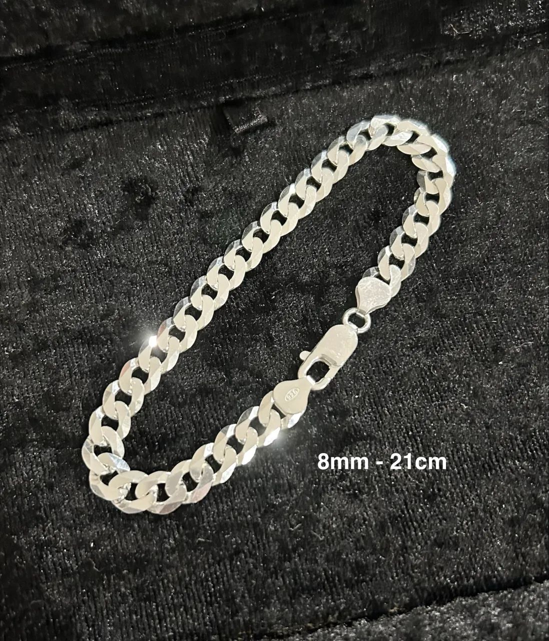 Pulseira masculina em prata legítima - Foto 2