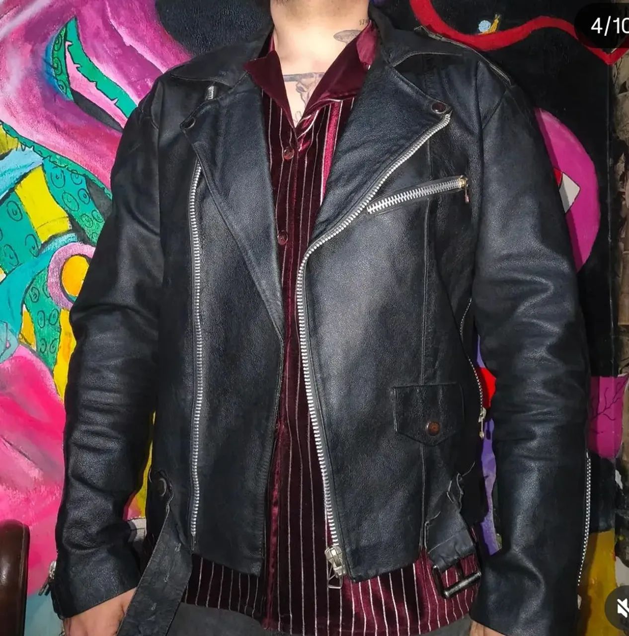 JAQUETA DE COURO LEGÍTIMO PERFECTO BIKER - Foto 3