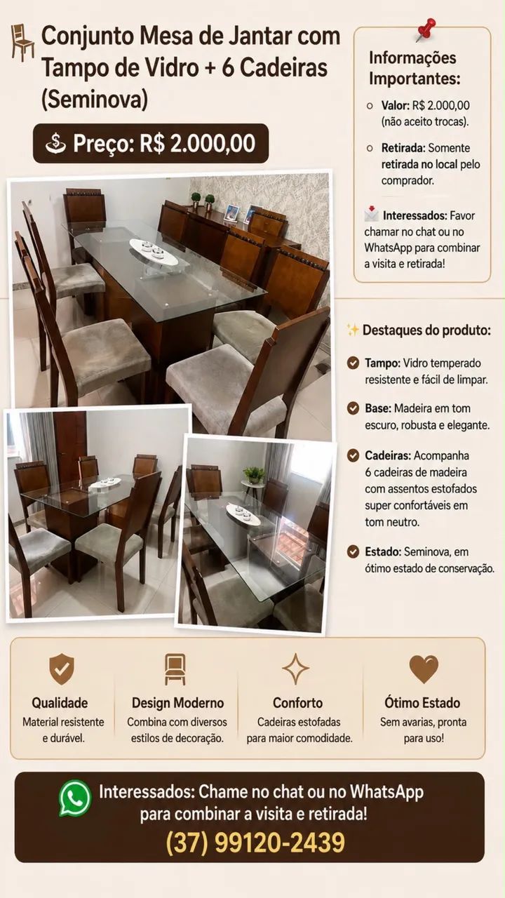 Conjunto mesa de jantar 