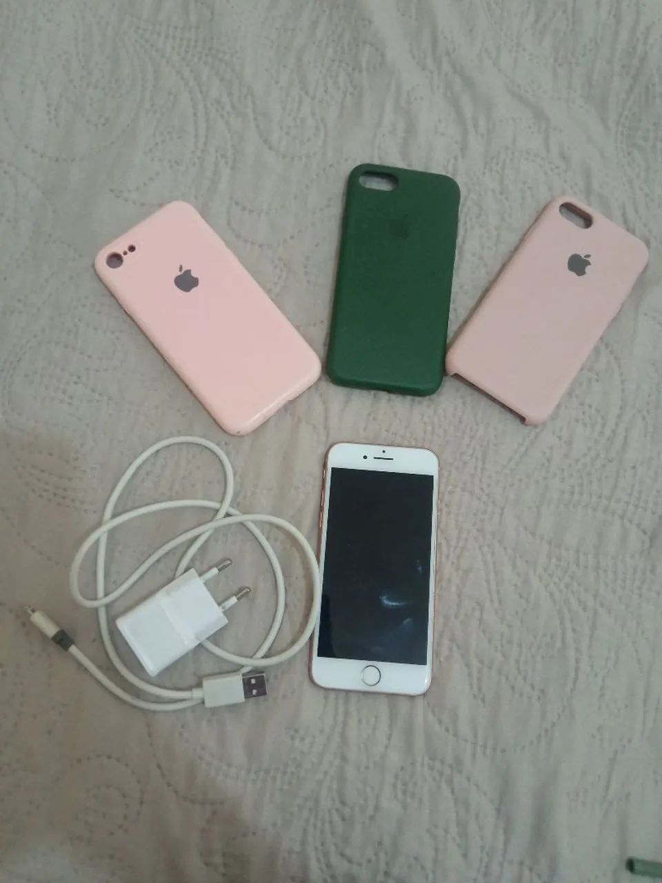 iPhone 8+ carregador+ cases