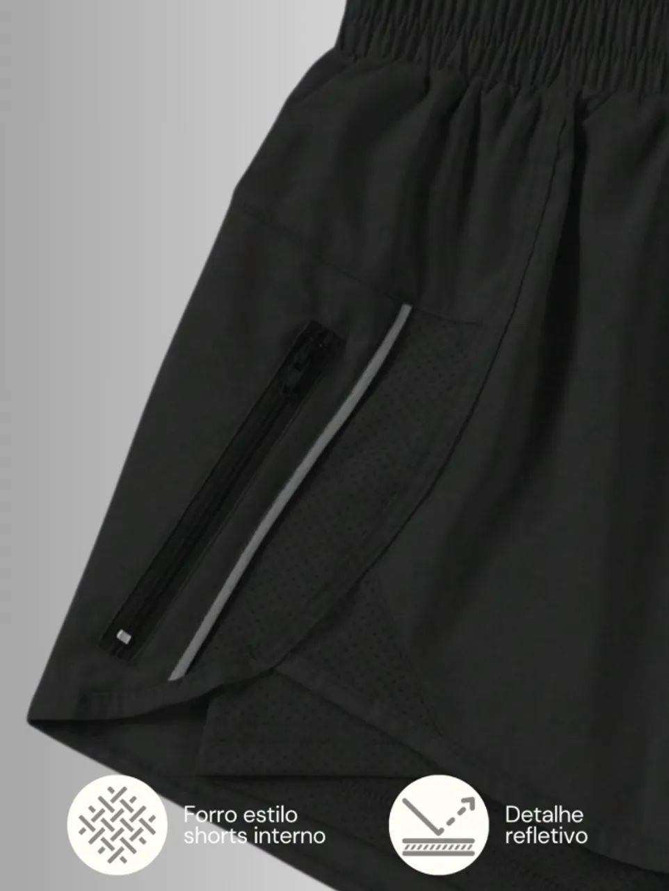 Shorts Duplo com detalhe Reflexivo - Foto 5