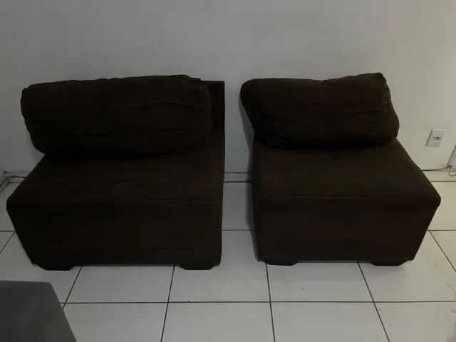 Par De Poltronas Módulo Suede Marrom Café Para Recepção/sala - Foto 2