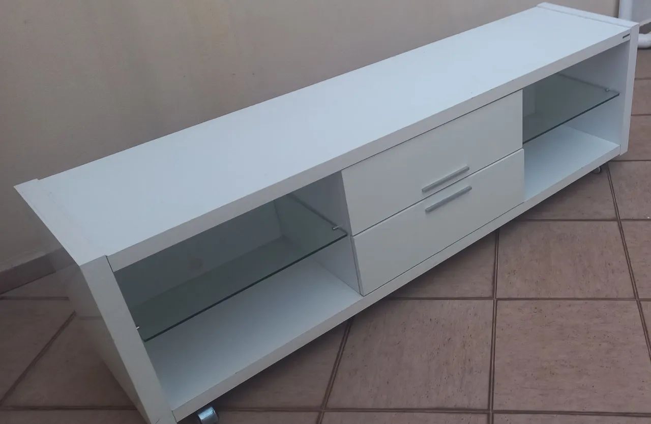Rack branco 1,90m para sala com gavetas e prateleiras  - Foto 5