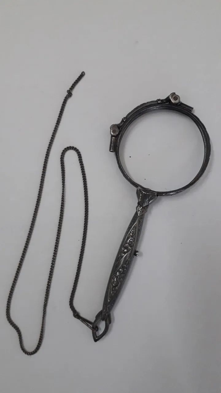 Óculos  Pince-Nez  Pincenê  Prateado  - Foto 2