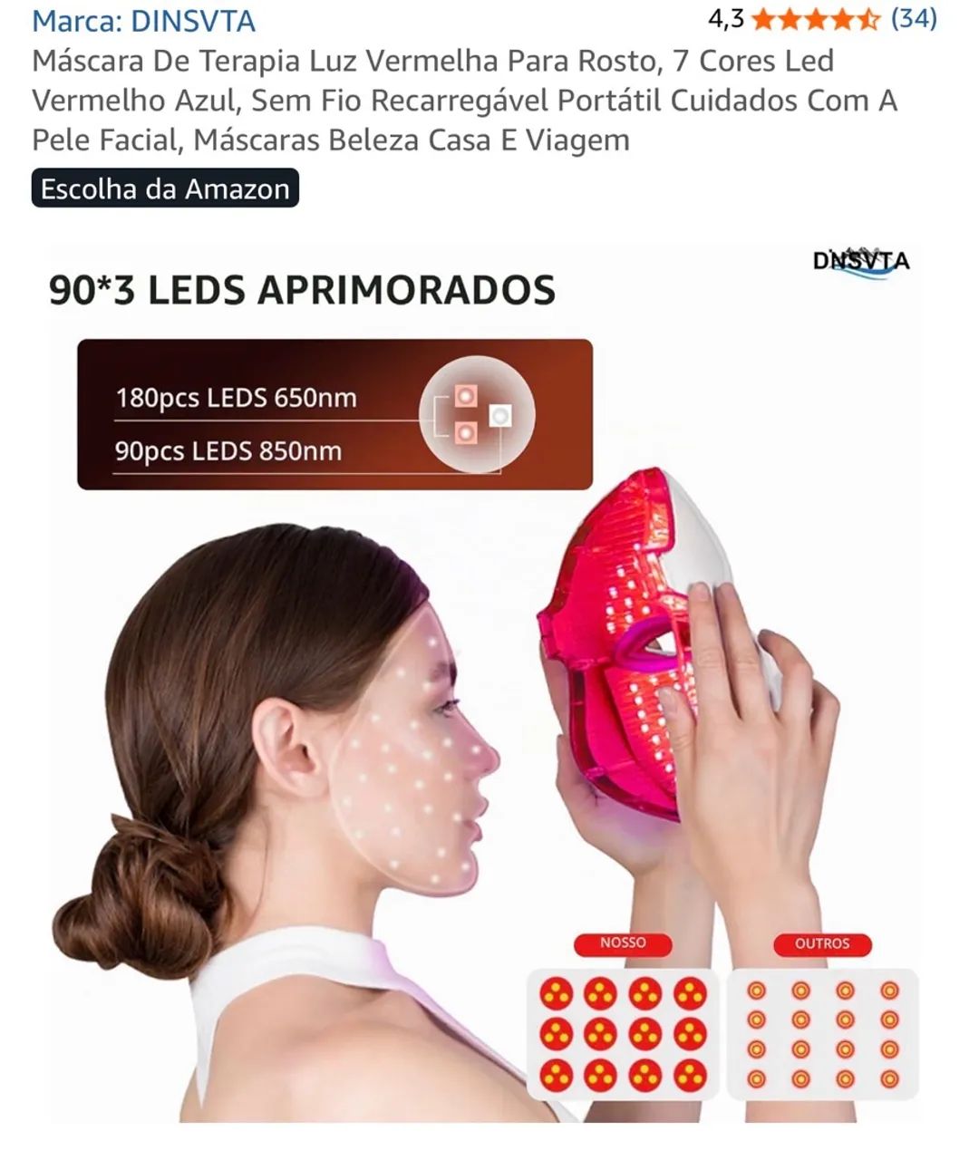 Máscara de Terapia Luz vermelha para rosto  - Foto 2