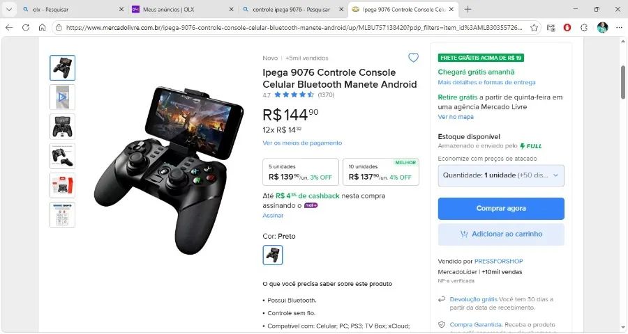 Ipega 9076 Controle Joystick Android Celular Pc Ps3 - Foto 2