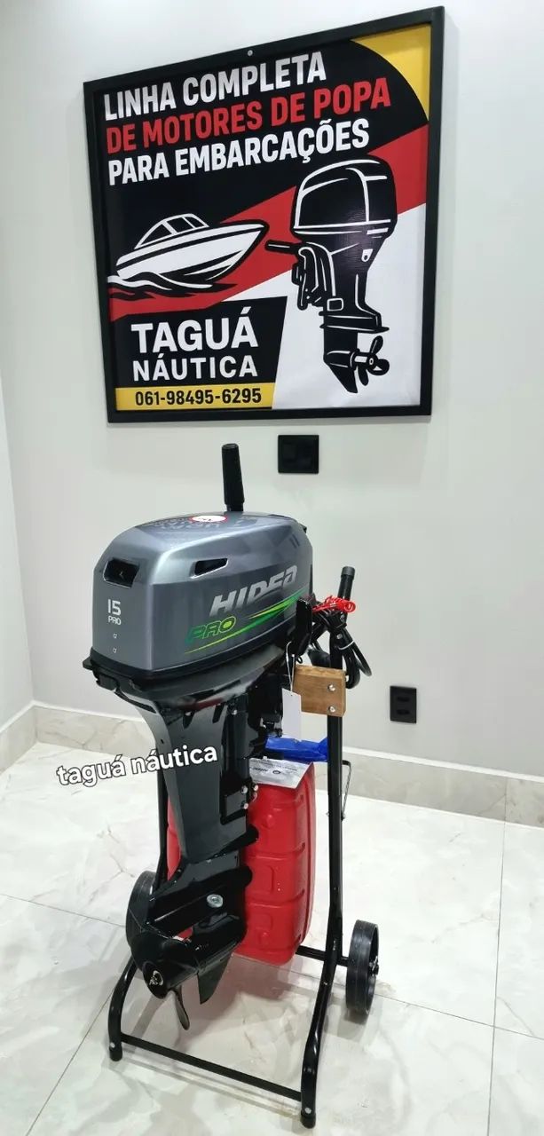 Motor Hidea 15hp Pro 2 tempos Garantia Nota Fiscal Carrinho De Transporte De Brinde 