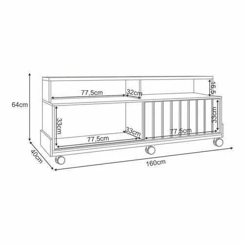 Rack Bancada Graci 1.6 para TV até 60" Polegadas e Rodizios - Foto 3