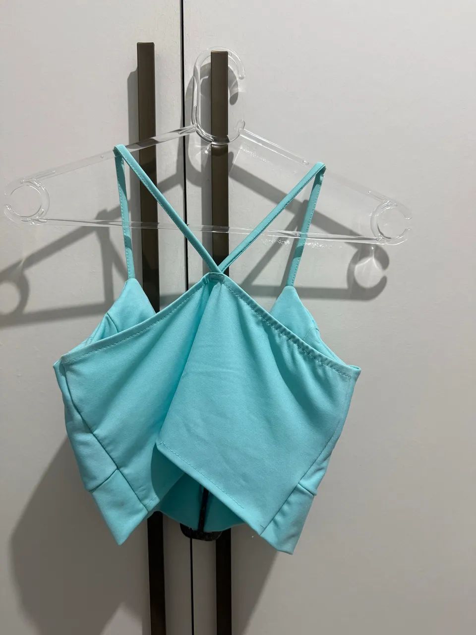 Croppet feminino azul com fivela  - Foto 2