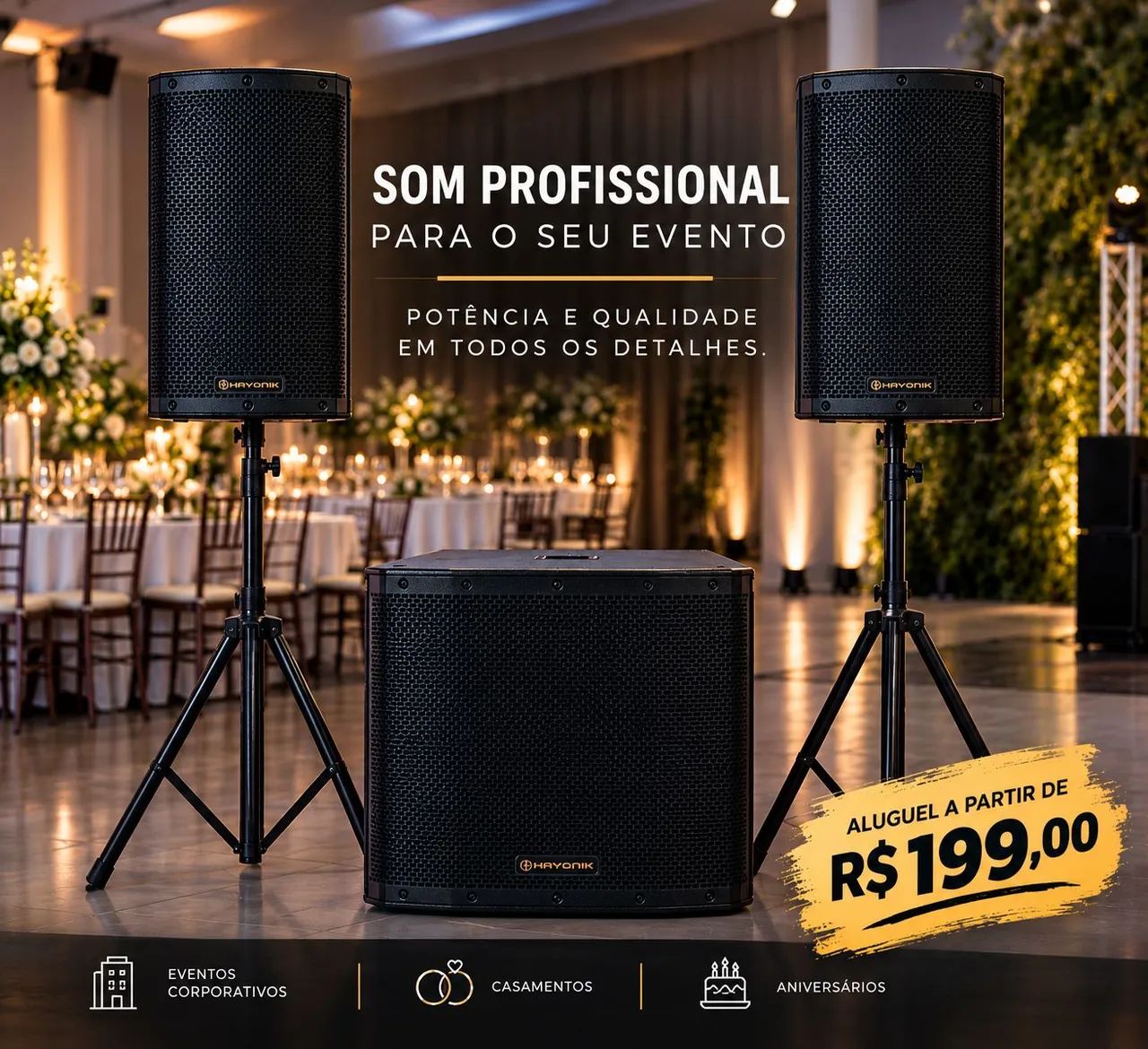 Som profissional para eventos.