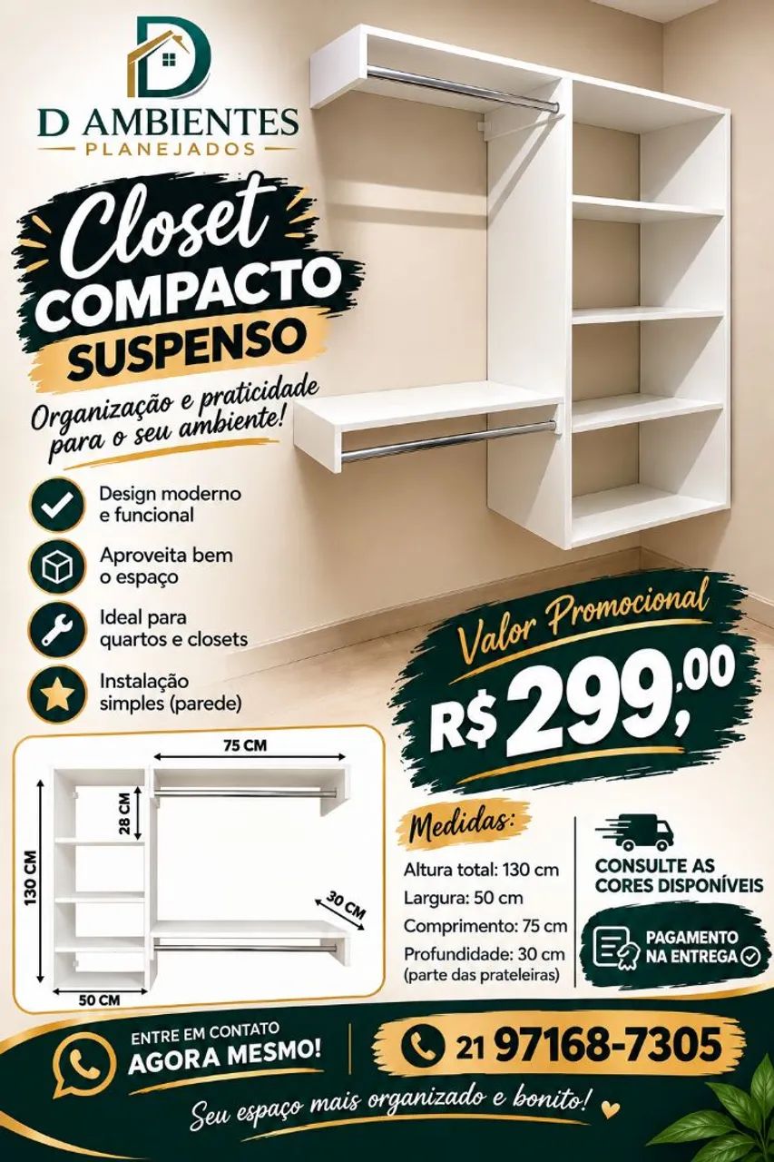 Closet compacto suspenso 