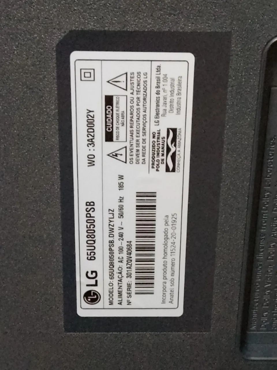 TV LG 65 Polegadas 4K para retirada de placas e peças - Foto 3