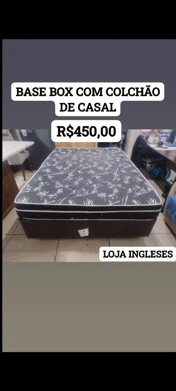 CAMA BOX COM COLCHÃO DE CASAL 