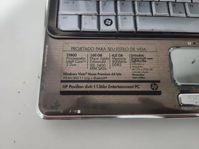 Carcaça completa DV4 1136br Processador Core2Duo - 4Gb DDR2 - Sem fonte/HD - Foto 3