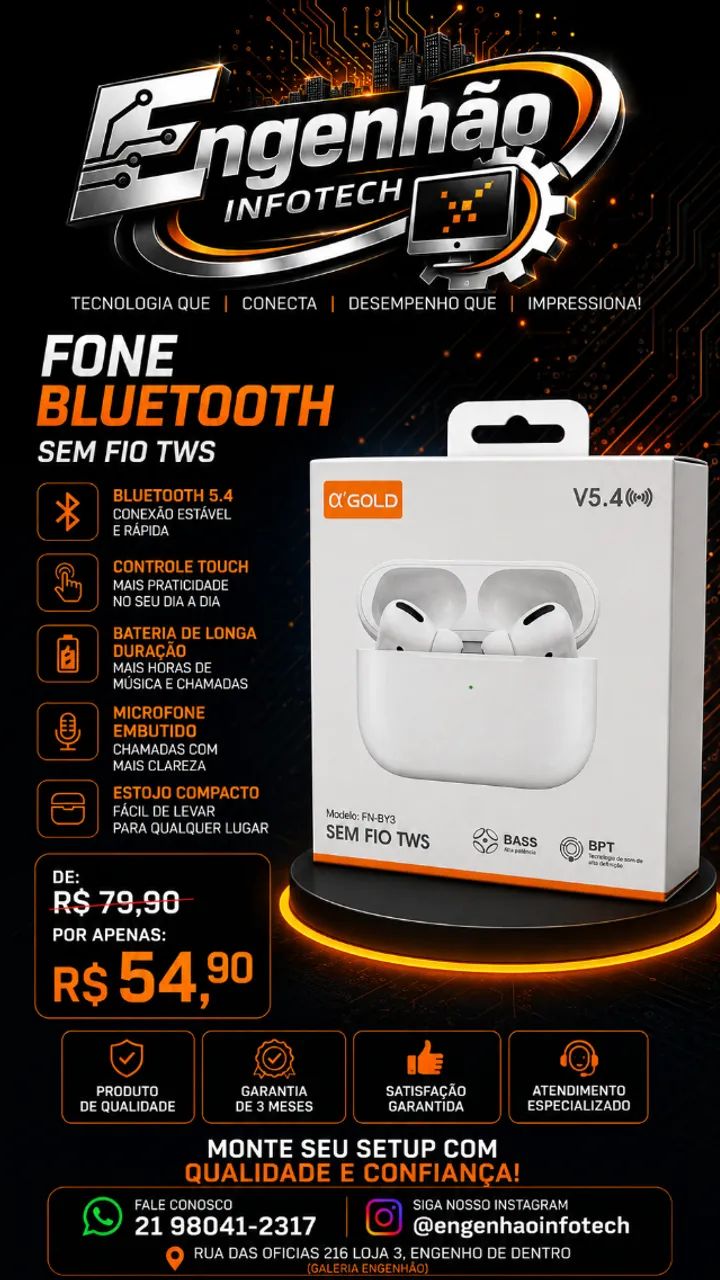 FONE BLUETOOTH AGOLD QUALIDADE LIMPA  - Foto 2