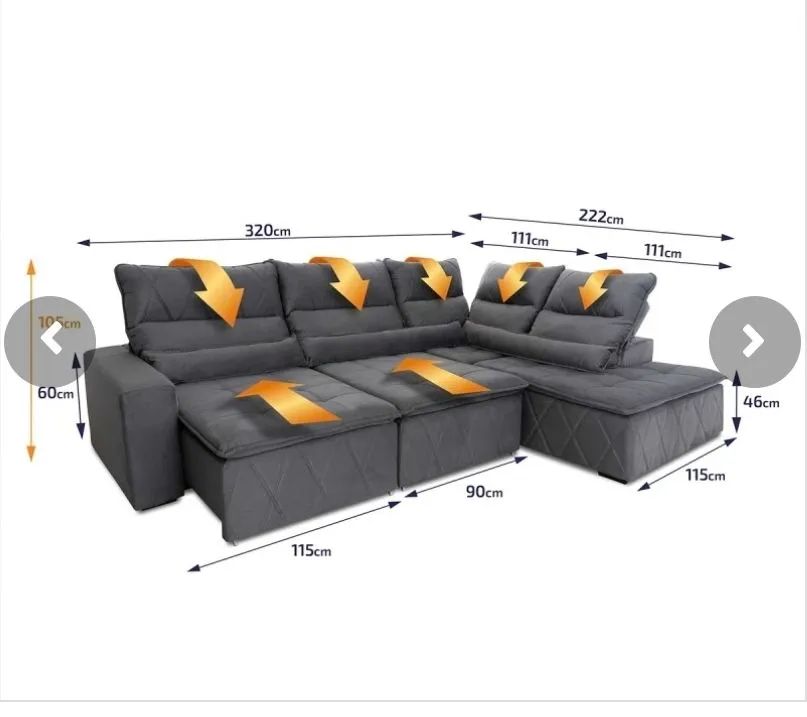 Sofa de canto Retrátil e Reclinável 